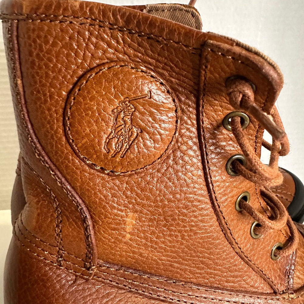 Polo Ralph Lauren Udel Dark Brown Leather Duck Boots Mens Size 7D - Picture 3 of 11